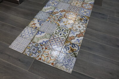 Cementine in gres porcellanato perfetto stile vintage retrò effetto lucido bagnato fuga precisa 2 mm - immagine 7