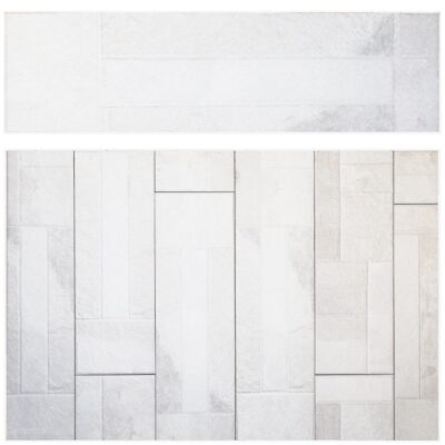 Pavimento da esterno gres porcellanato effetto pietra Bianca palladiana quadrati geometrici 60x15 cm - immagine 2
