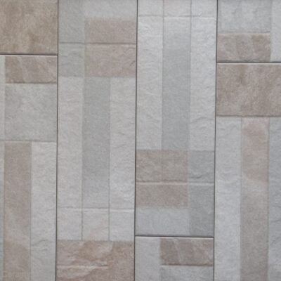 Rivestimento da esterno gres porcellanato effetto pietra marfil cubetti quadrati  geometrici 60x15cm - immagine 2