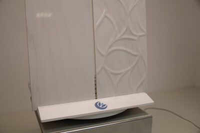 Rivestimento bagno foglia rilievo bianco lucido 3D lucido contemporaneo Made In Italy 33,3 x 100 cm. - immagine 5