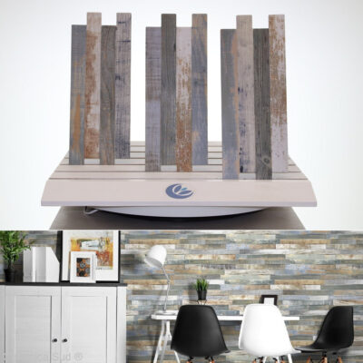Houteffect dat in elkaar grijpende veelkleurige stroken cottage atlantic porseleinsteengoed bedekt 40 x 16 - afbeelding 2