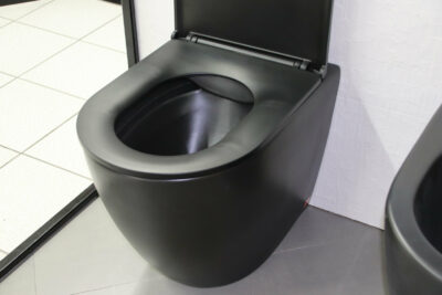 Coppia Sanitari nero opaco filomuro serie IO - Wc + Bidet + Copri - wc inclusi - immagine 19