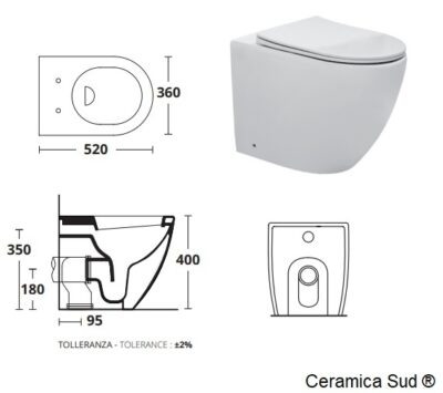 Coppia Sanitari nero opaco filomuro serie IO - Wc + Bidet + Copri - wc inclusi - immagine 27