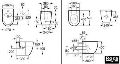Vorwand-Sanitärkeramik Serie ROCA MERIDIAN Toilette + Bidet + SoftClose-Sitz – ANTI-VERGELBENDE Emaille – Bild 7