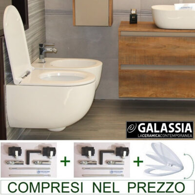GALASSIA DREAM Sanitetsartikler serie ophængt toilet + bidet + toiletsæde - ANTI-GUL emalje - billede 2