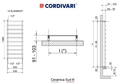 CORDIVARI DOPPIO strato di cromatura ANTIRUGGINE - Termoarredo Alessandra New 2024 PLUS 53 x 100 cm - immagine 7