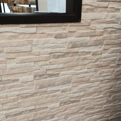 Rivestimento murale da esterno effetto pietra mix beige per protezione cappotto casa - immagine 2