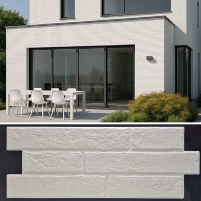Rivestimento esterno Mattoncino rilievi 3D Muretto Cortina Bianco resistente al gelo gres puro