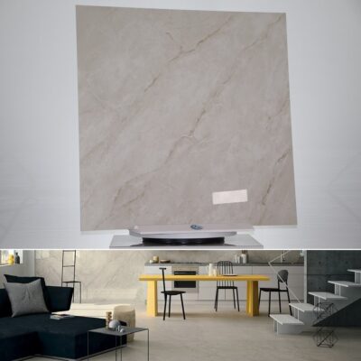 Pavimento da interno in Gres porcellanato effetto marmo avorio venato lucido 120 x 120 cm.
