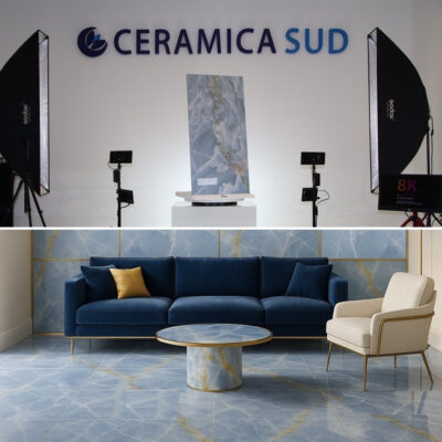 Pavimento in gres porcellanato onice azzurro rettificato lucido a specchio 60 x 120 cm.