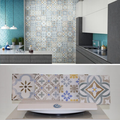 Keradom Cementine colorate Ocean in stile Liberty / Vintage da pavimento e rivestimento 25 x 25 cm.