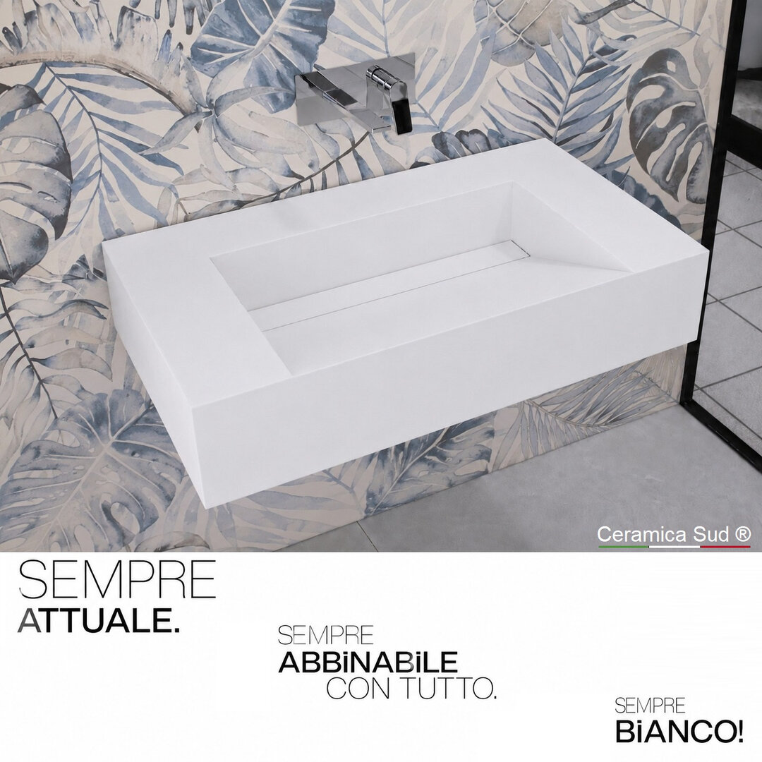 Lavabo Sospeso 110 cm. Gres Porcellanato FLORIM Antimacchia Classe 5 - ISO 10545-14 bianco opaco - immagine 3