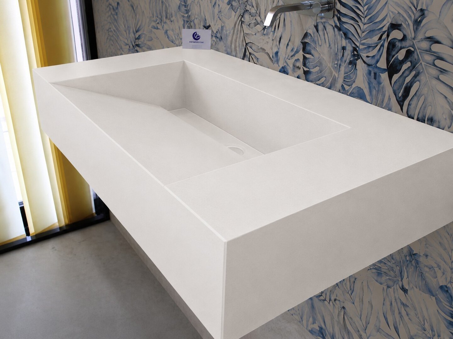 Lavabo Sospeso 96 cm. Gres Porcellanato FLORIM Antimacchia Classe 5 - ISO 10545-14 bianco opaco - immagine 2