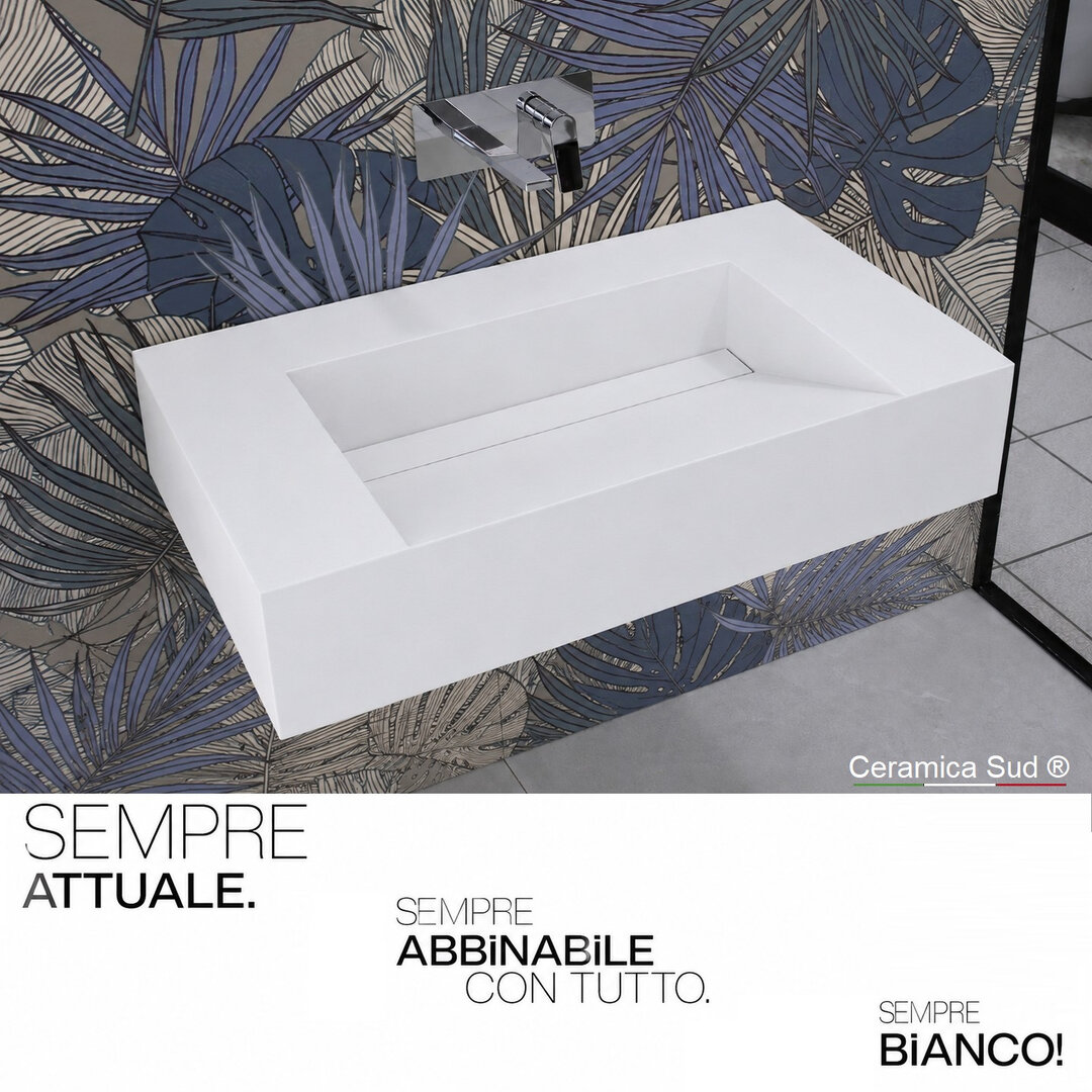 Lavabo Sospeso 100 cm. Gres Porcellanato FLORIM Antimacchia Classe 5 - ISO 10545-14 bianco opaco - immagine 5