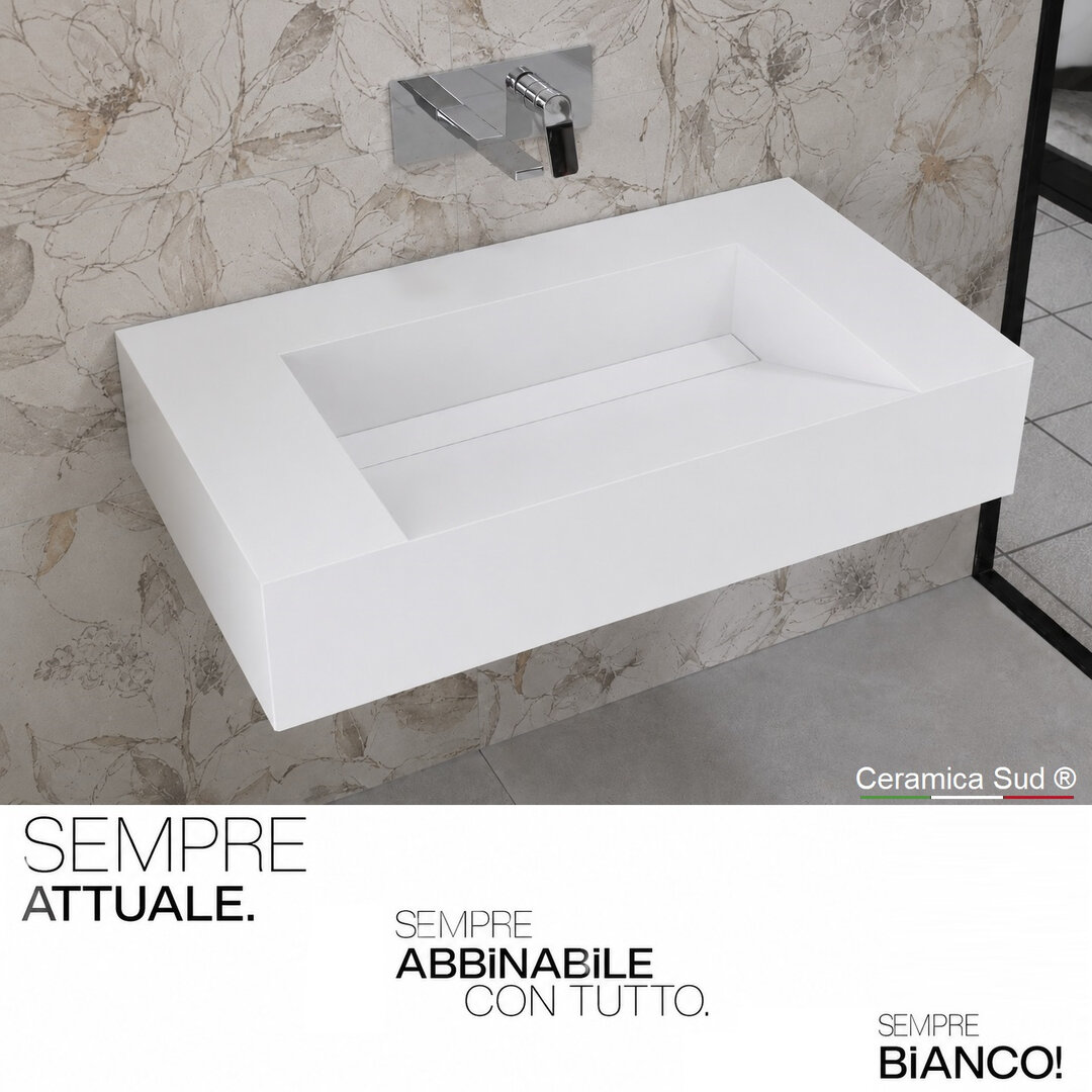 Lavabo Sospeso 110 cm. Gres Porcellanato FLORIM Antimacchia Classe 5 - ISO 10545-14 bianco opaco - immagine 6