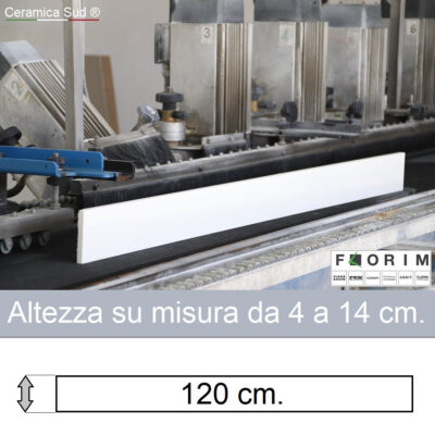 Battiscopa bianco opaco altezza 5,5 cm. gres porcellanato antimacchia tutta massa rettificato