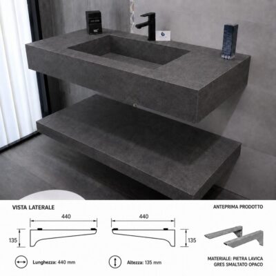 Mobile bagno Sospeso 100 cm. Gres Porcellanato FLORIM Antimacchia Classe 5 -ISO 10545-14 antracite