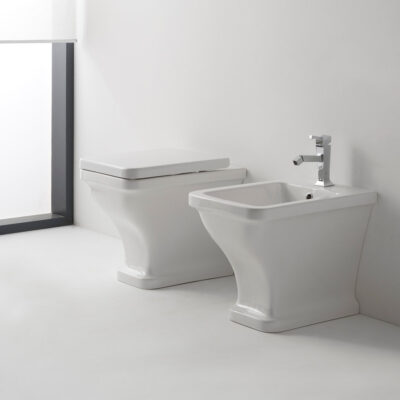 Sanitari scarabeo butterfly a pavimento - codice 4008 + 4009 + 4010/B - smalto ANTI-INGIALLIMENTO